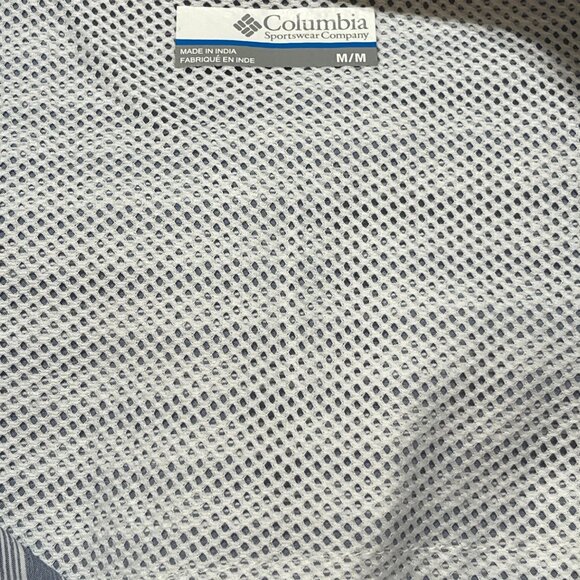 Columbia Men's Button Front Shirt Twisted Creek Size M Medium Blue White Stripe - Picture 7 of 7